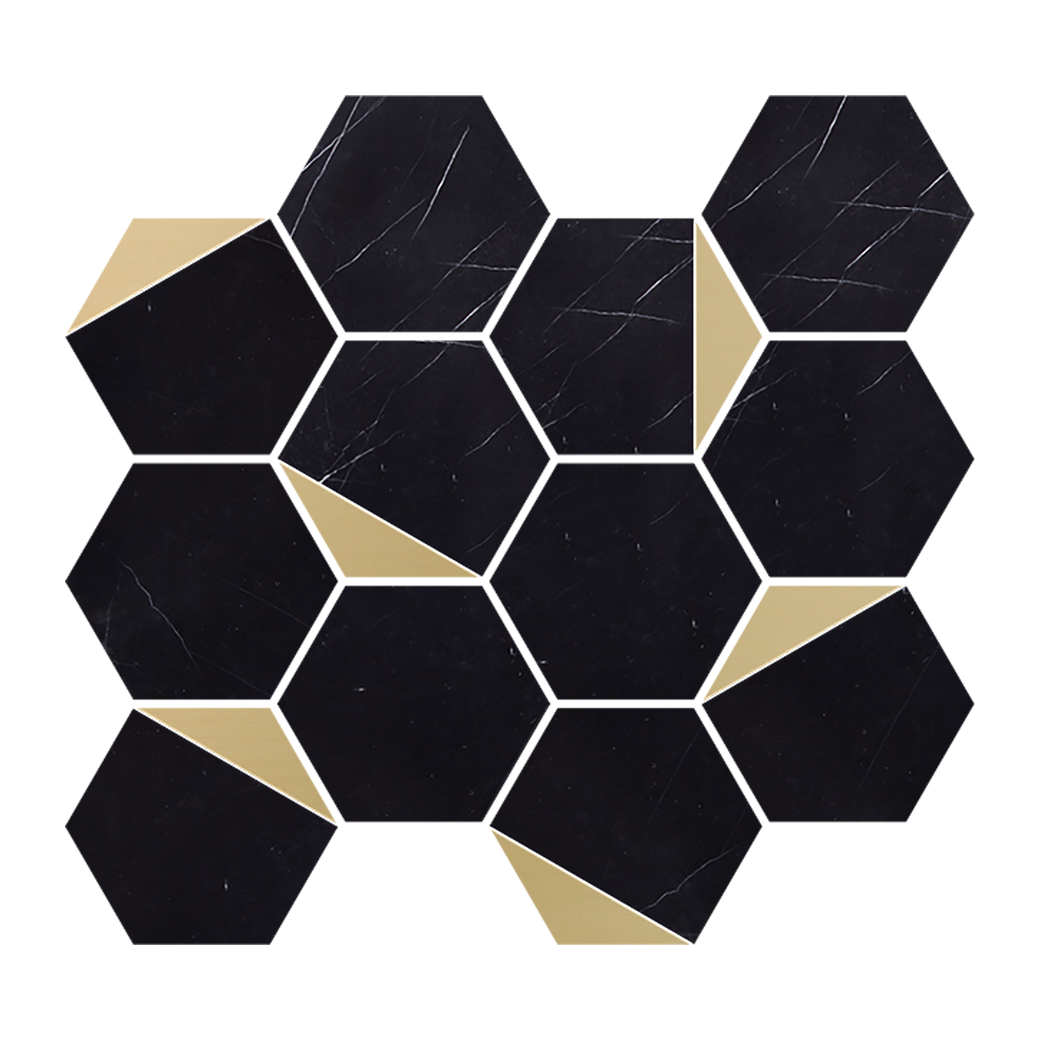 Black Marquina Marble Bath Accessories - Polished Brass